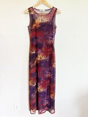 Y2K Byer Too! Maxi Dress Mesh Overlay Grunge Whimsigoth